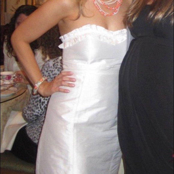 Silk ivory strapless cocktail dress - Picture 4 of 4